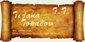 Tijana Topalov vizit kartica